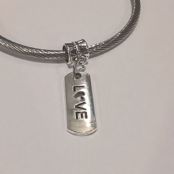Silver Love Dangle Charm for Pandora Style‎ Bracelet - Picture 2 of 5
